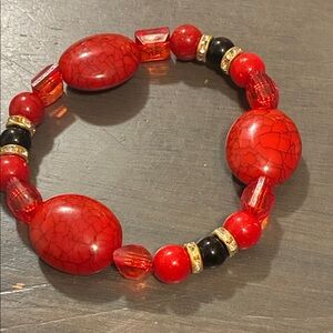 Elegant Red Beaded Bracelet